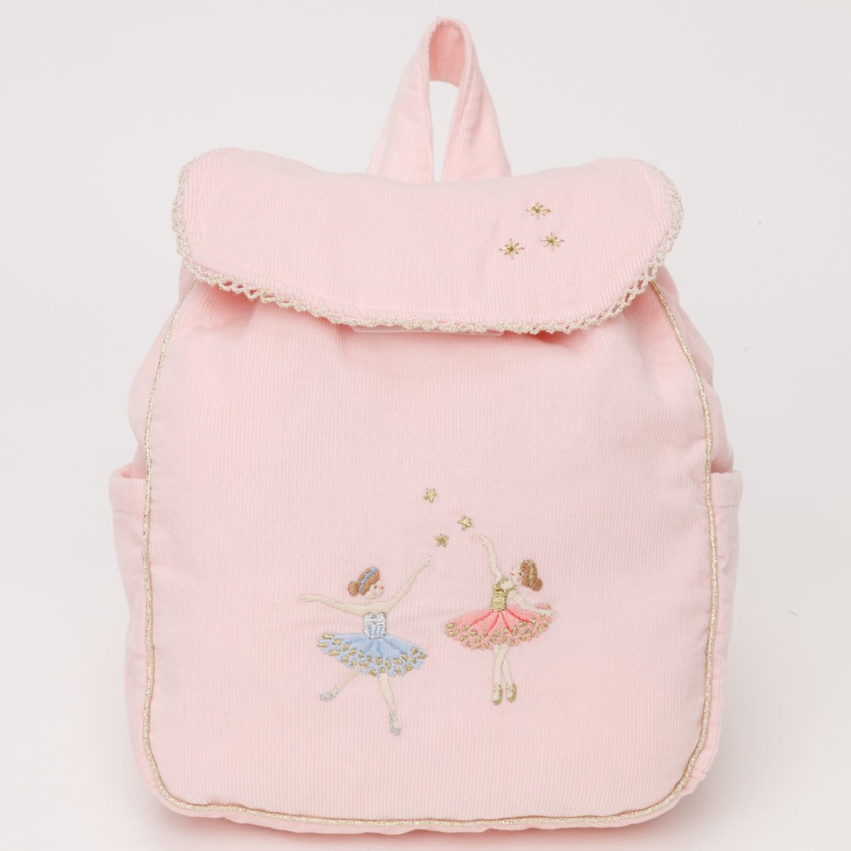 画像1: 刺繍バレリーナピンク・コーデュロイ・バックパック (1)