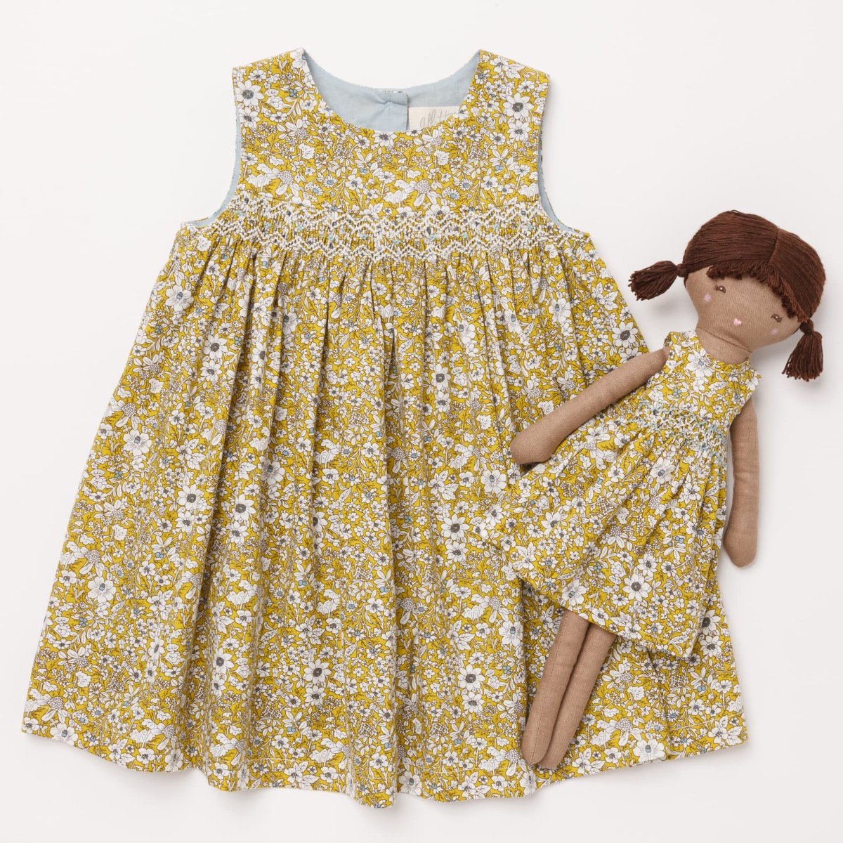 画像9: イエローフローラルプリント・ハンドスモック・ドレス_2_3歳(身長 92-98cm) (9)