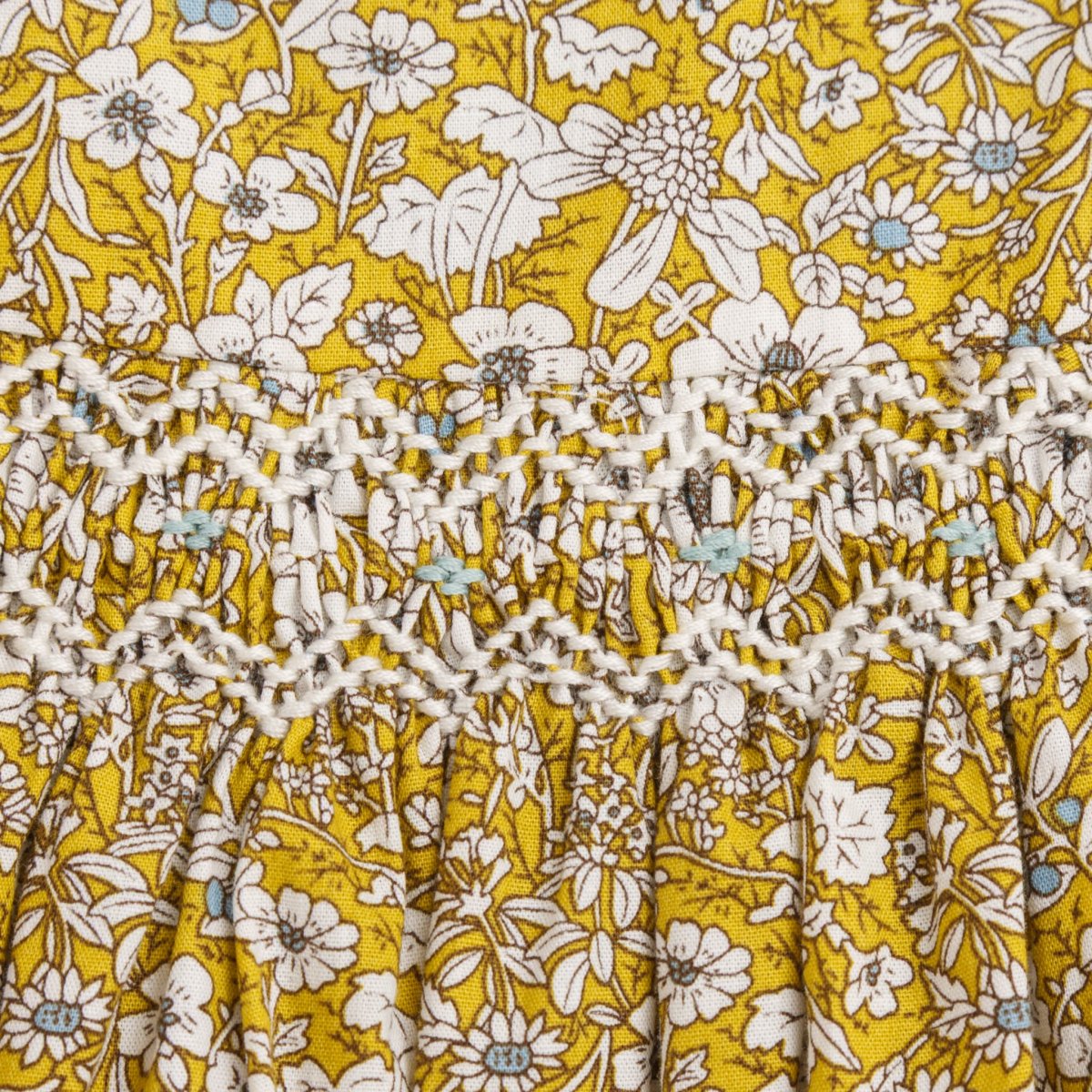 画像6: イエローフローラルプリント・ハンドスモック・ドレス_4_5歳(身長 103-108cm) (6)