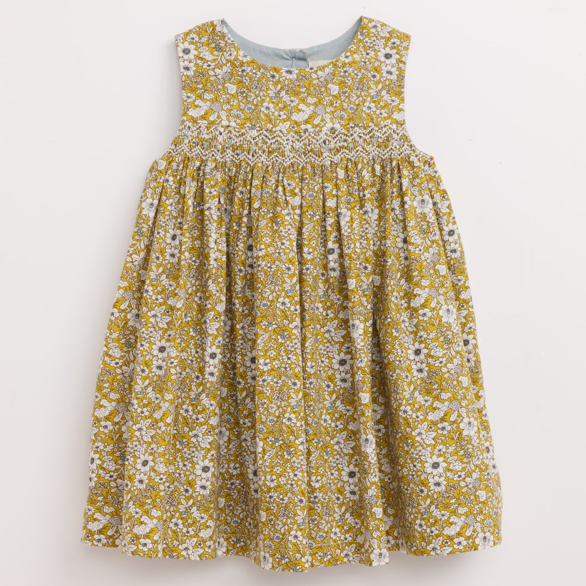 画像1: イエローフローラルプリント・ハンドスモック・ドレス_4_5歳(身長 103-108cm) (1)
