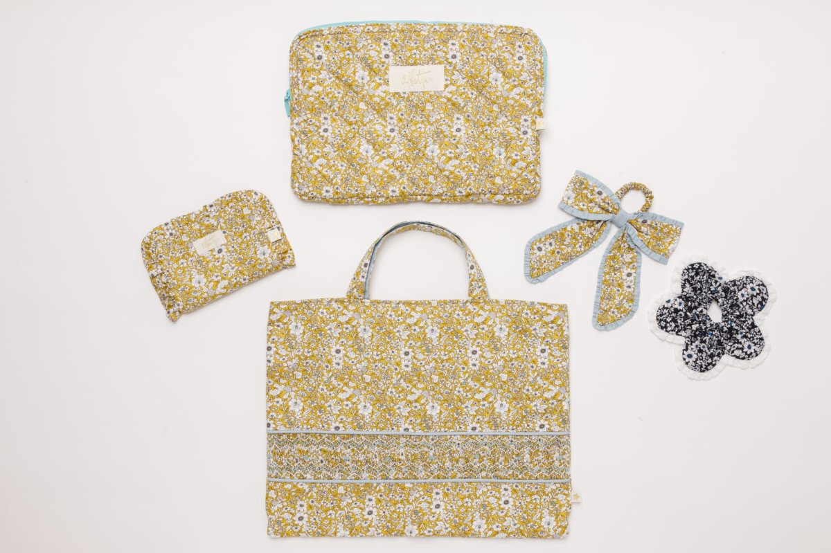 画像9: マスタード・フローラル・ハンドスモック・バッグ (9)