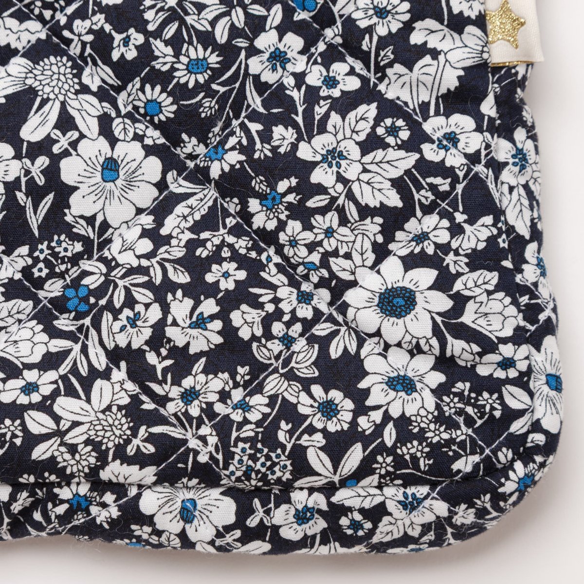 画像7: ネイビーフローラル・キルティング・13インチ・ノートパソコンケース (7)