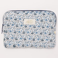 画像1: ブルーフローラル・キルティング・13インチ・ノートパソコンケース (1)