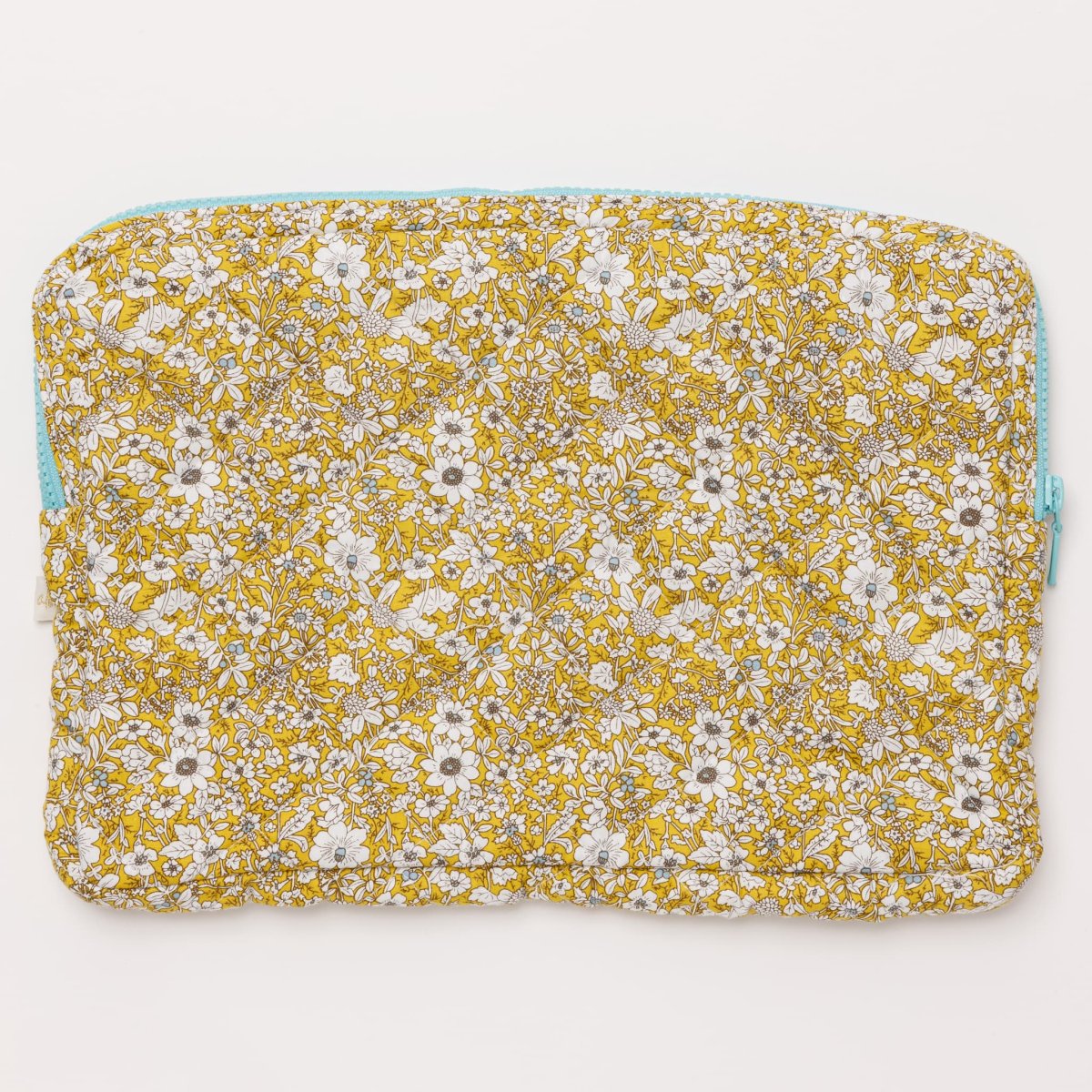 画像3: マスタードフローラル・キルティング・13インチ・ラップトップケース (3)