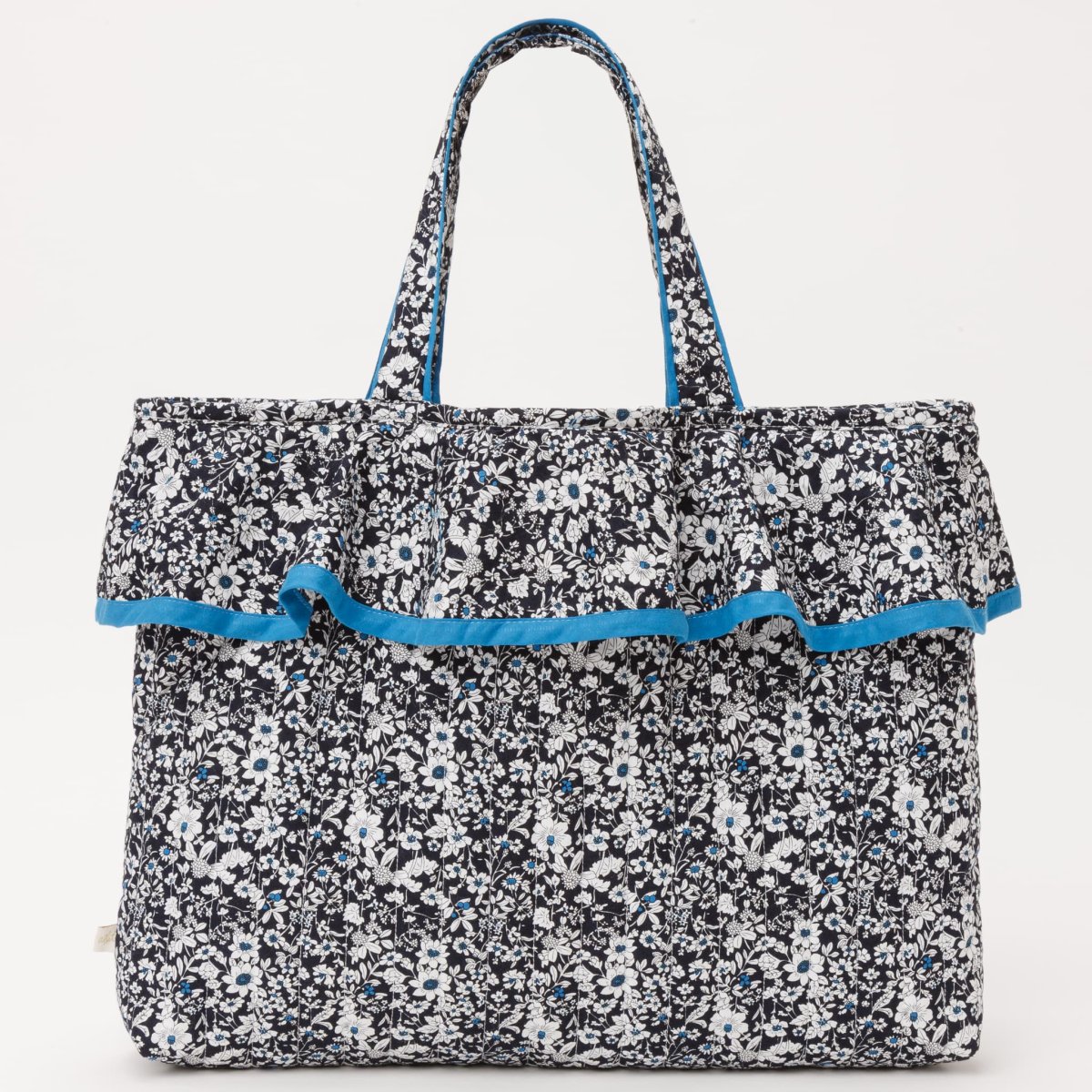 画像2: ネイビーフローラル・フリルキルティング・バッグ (2)