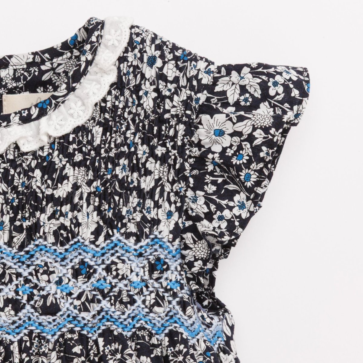 画像6: ダークブルーフラワー・ハンドスモック・ドレス_6_12ヶ月(身長 80-85cm) (6)
