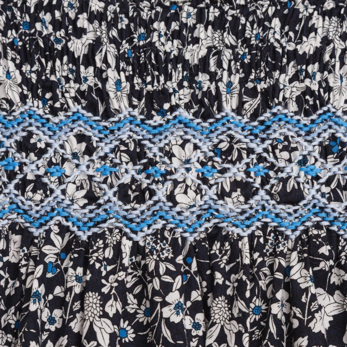 画像7: ダークブルーフラワー・ハンドスモック・ドレス_6_12ヶ月(身長 80-85cm) (7)