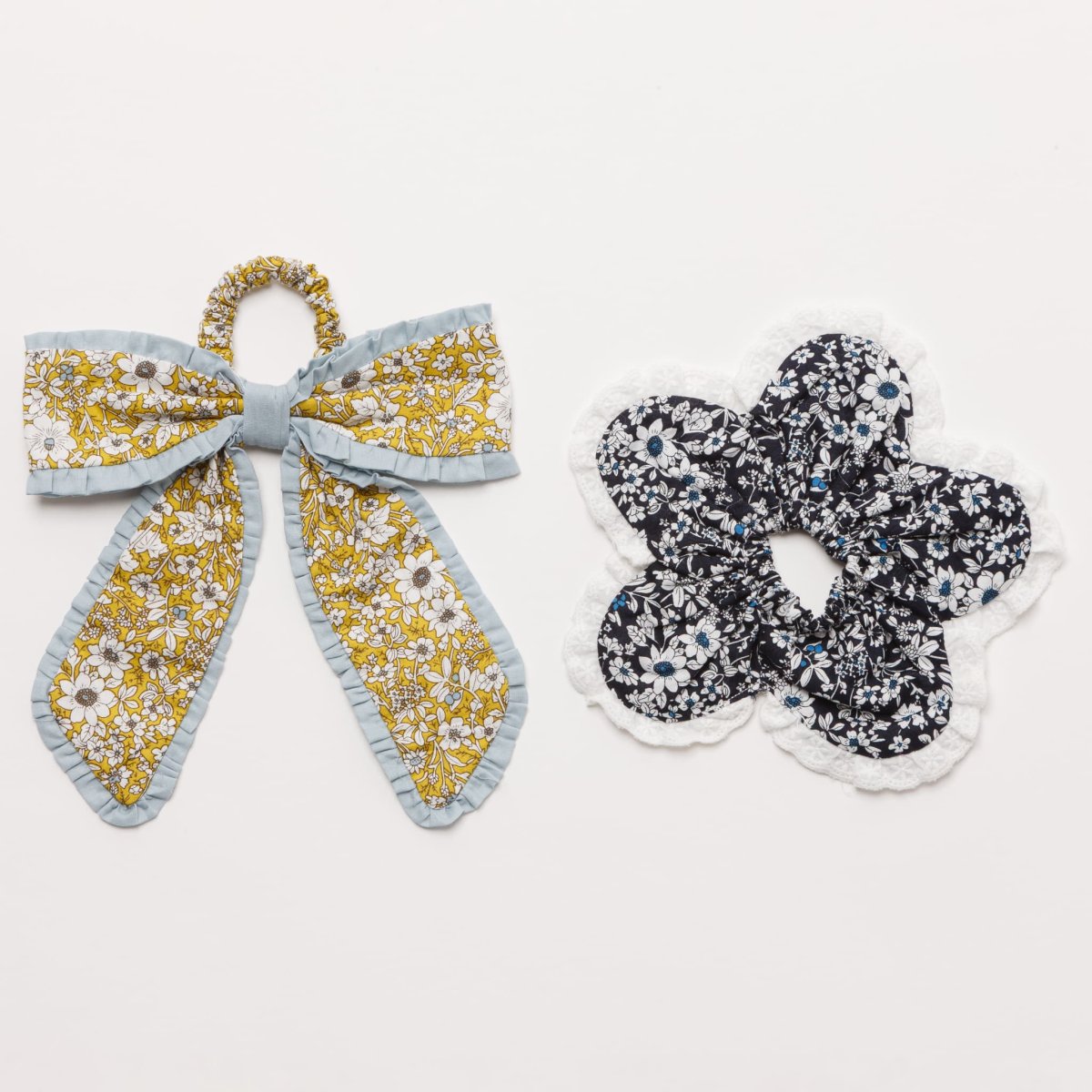 画像1: フローラル・リボン・シュシュセット1 (1)