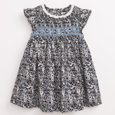 画像2: ダークブルーフラワー・ハンドスモック・ドレス_6_12ヶ月(身長 80-85cm) (2)