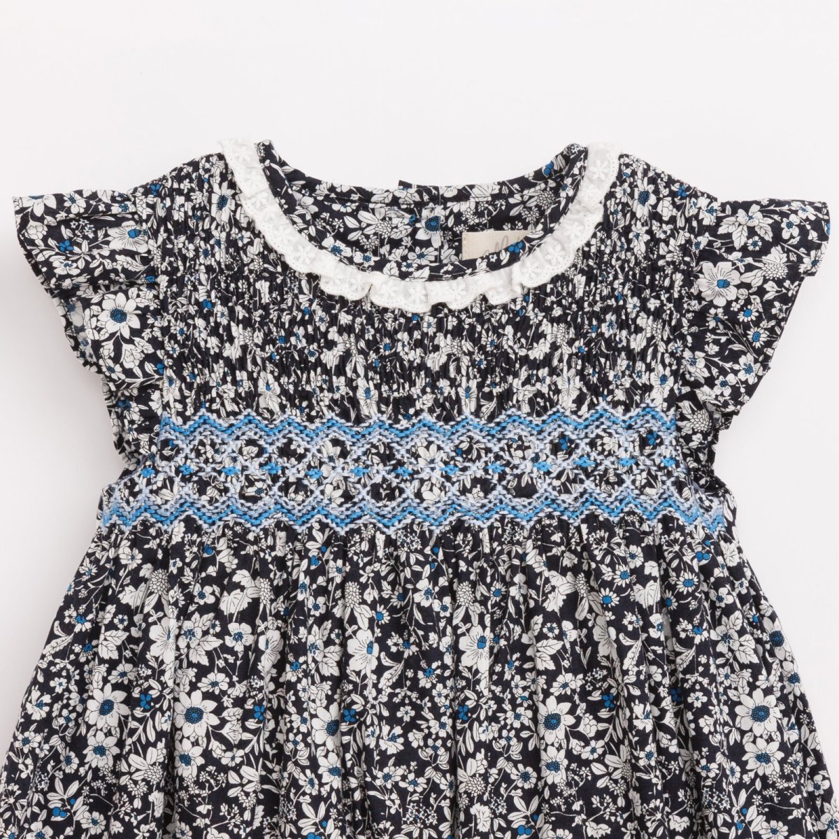 画像4: ダークブルーフラワー・ハンドスモック・ドレス_6_12ヶ月(身長 80-85cm) (4)