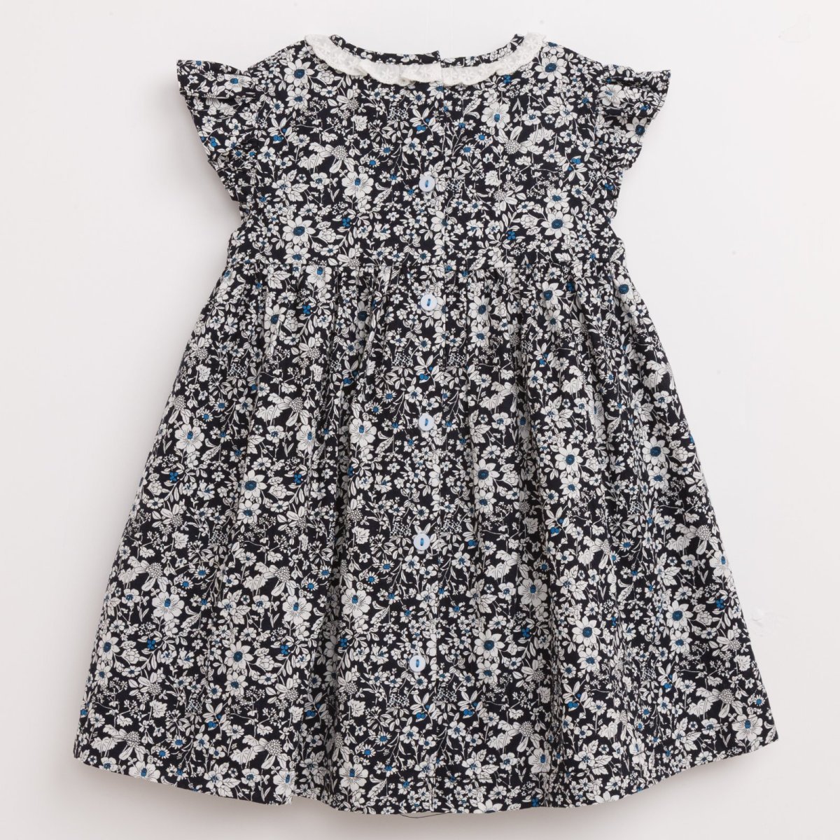 画像3: ダークブルーフラワー・ハンドスモック・ドレス_6_12ヶ月(身長 80-85cm) (3)