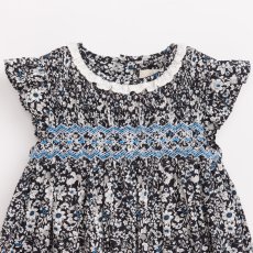 画像4: ダークブルーフラワー・ハンドスモック・ドレス_5_6歳(身長 108-114cm) (4)