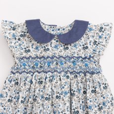 画像13: ブルーフローラルプリント・ハンドスモック・ドレス_4〜5歳(身長 103-108cm) (13)