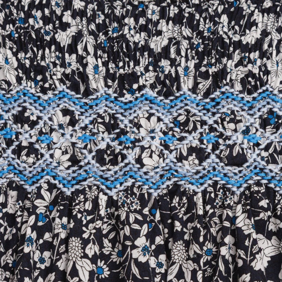 画像7: ダークブルーフラワー・ハンドスモック・ドレス_2_3歳(身長 92-98cm) (7)