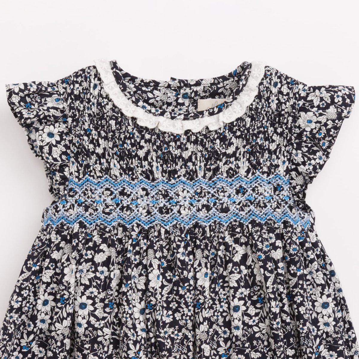 画像4: ダークブルーフラワー・ハンドスモック・ドレス_1_2歳(身長 85-92cm) (4)