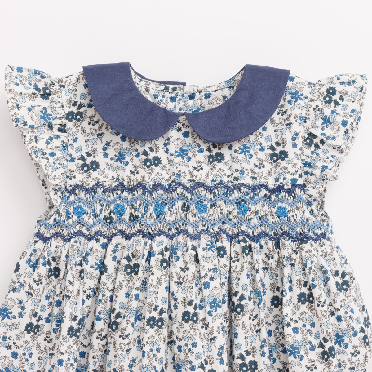 画像13: ブルーフローラルプリント・ハンドスモック・ドレス_1〜2歳(身長 85-92cm) (13)