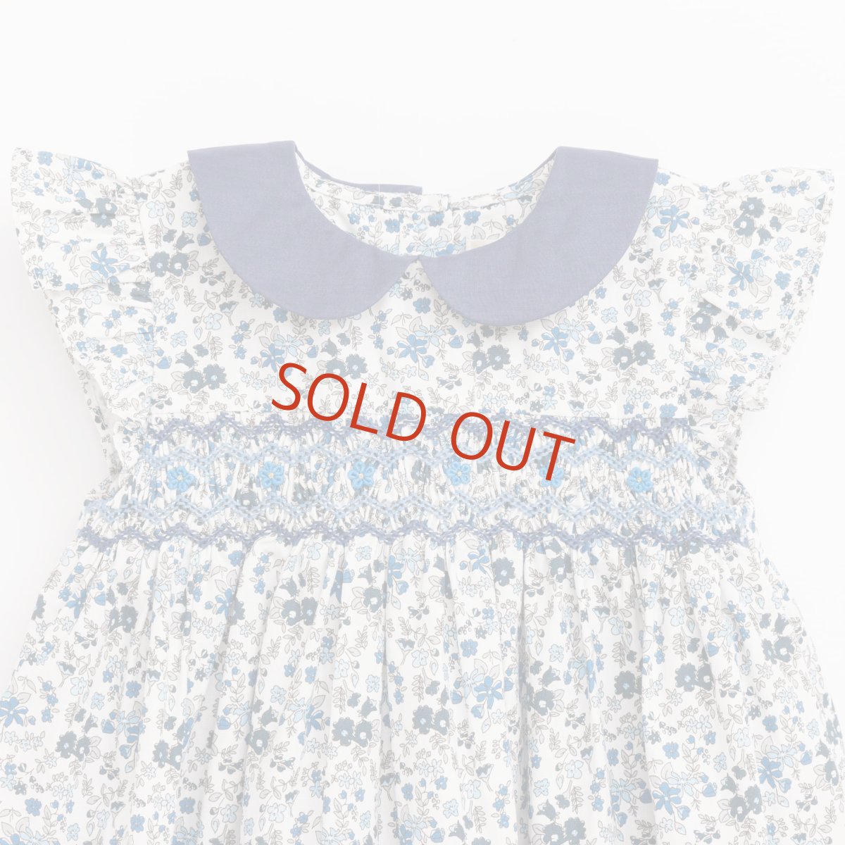 画像14: ブルーフローラルプリント・ハンドスモック・ドレス_1_2歳(身長 85-92cm) (14)