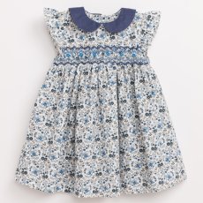 画像11: ブルーフローラルプリント・ハンドスモック・ドレス_3〜4歳(身長 98-103cm) (11)
