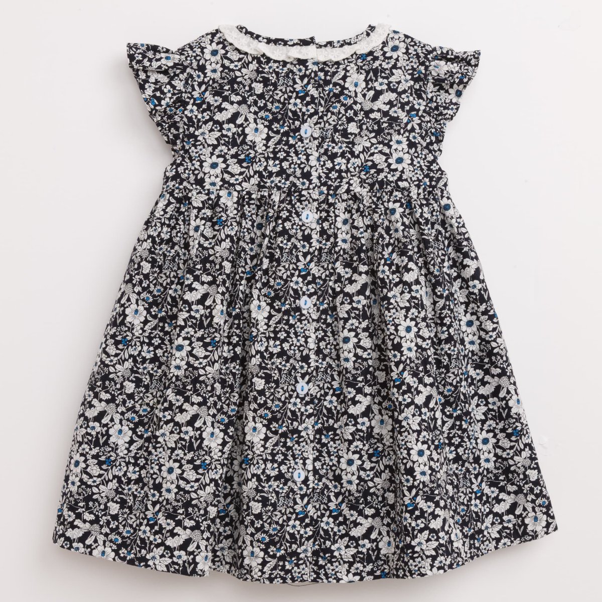 画像3: ダークブルーフラワー・ハンドスモック・ドレス_4_5歳(身長 103-108cm) (3)