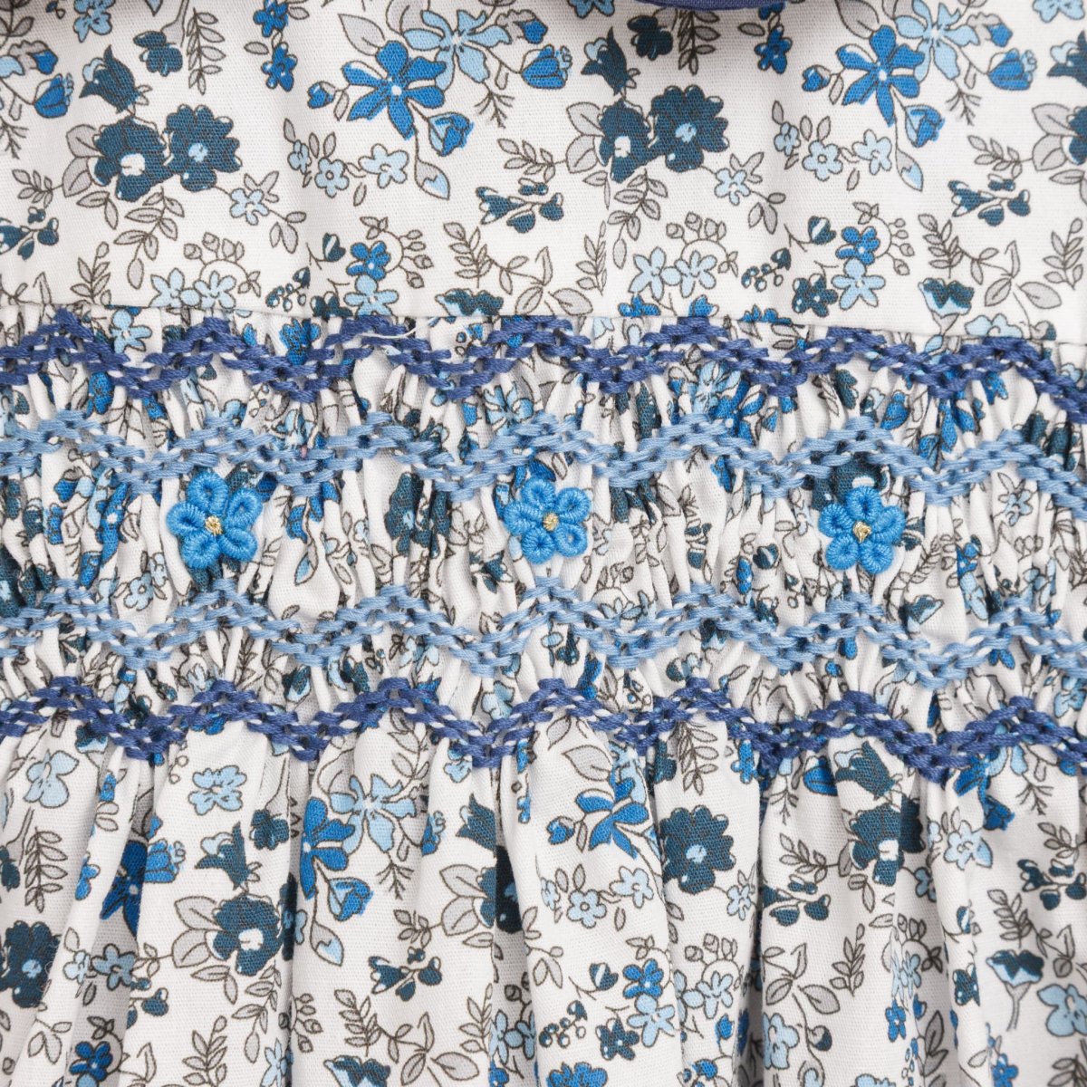 画像15: ブルーフローラルプリント・ハンドスモック・ドレス_2〜3歳(身長 92-98cm) (15)