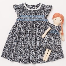 画像10: ダークブルーフラワー・ハンドスモック・ドレス_3_4歳(身長 98-103cm) (10)