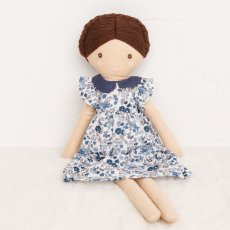 画像1: 【ドール用】ブルーフローラルプリント・ハンドスモック・ドールドレス (1)