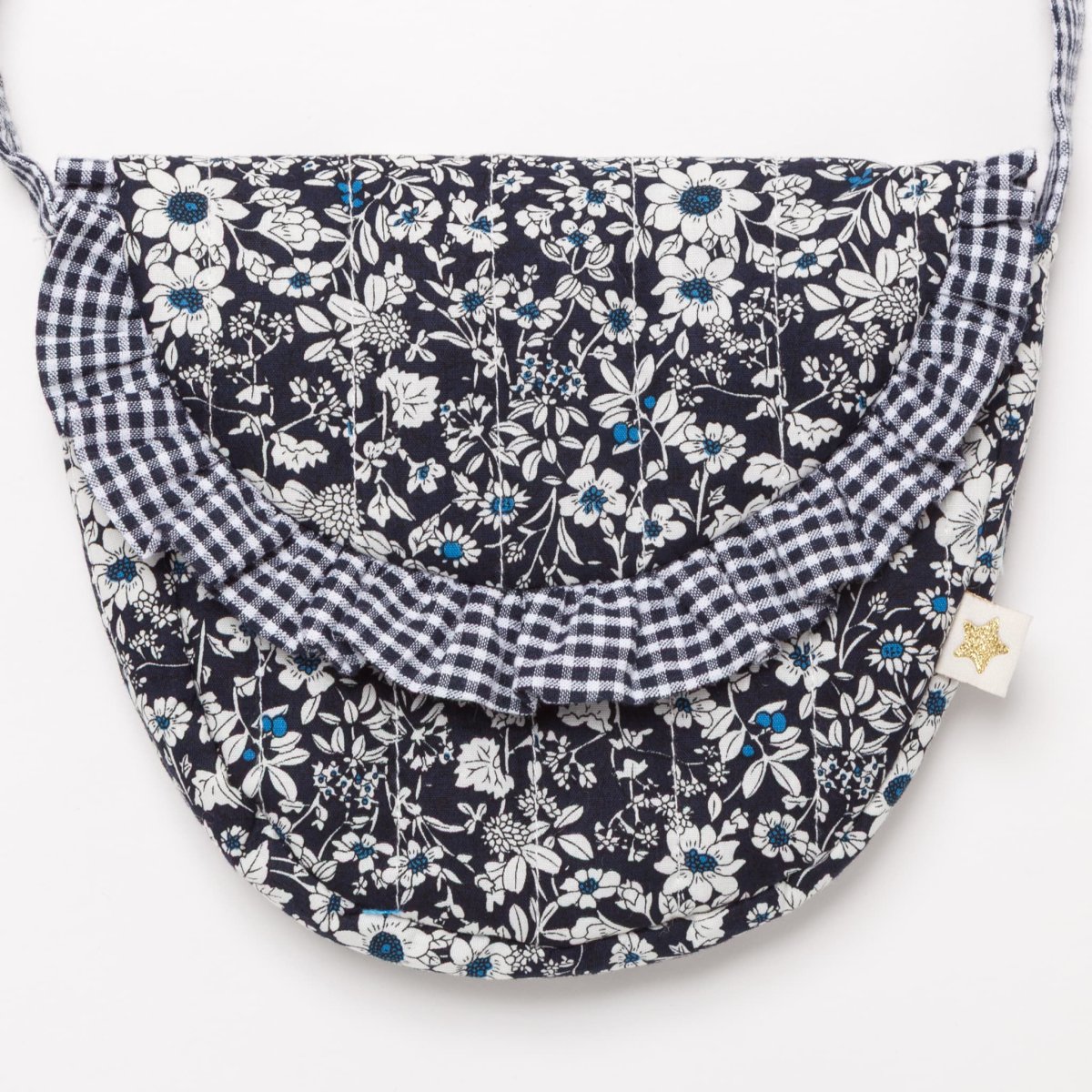 画像4: ダークネイビーフローラルプリント・クロス・バッグ (4)