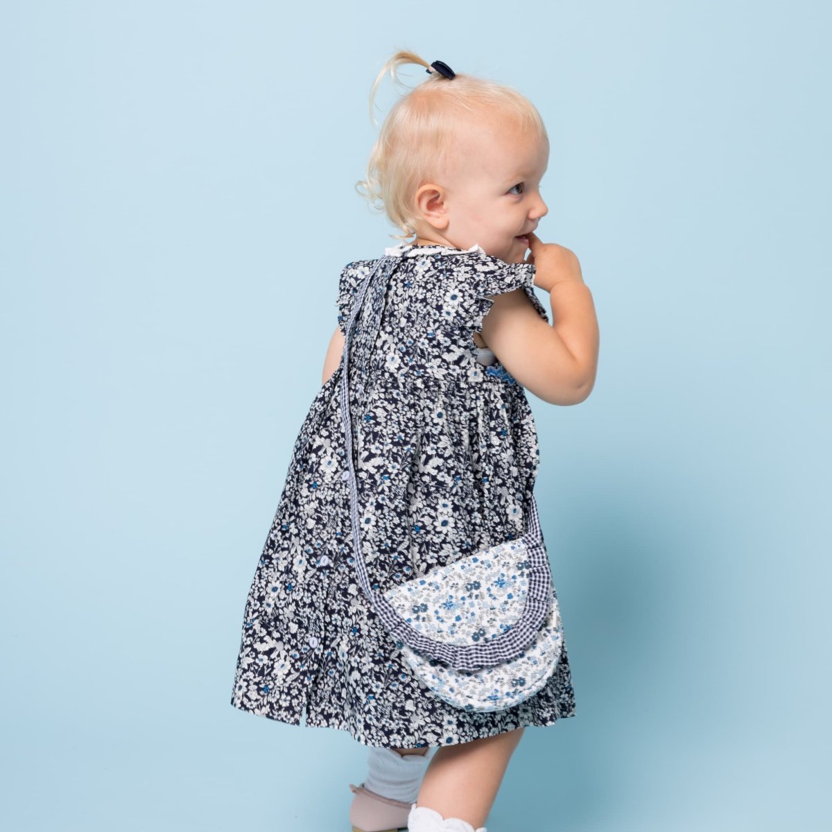 画像2: ブルーフローラルプリント・クロス・バッグ (2)