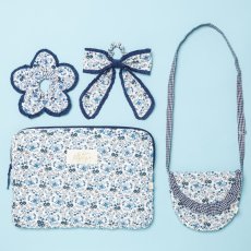 画像9: ブルーフローラルプリント・クロス・バッグ (9)