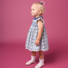 画像6: ブルーフローラルプリント・ハンドスモック・ドレス_6〜12ヶ月(身長 80-85cm) (6)