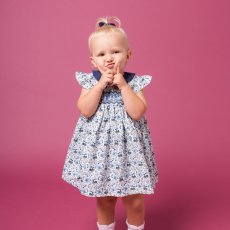 画像5: ブルーフローラルプリント・ハンドスモック・ドレス_6〜12ヶ月(身長 80-85cm) (5)