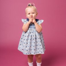 画像5: ブルーフローラルプリント・ハンドスモック・ドレス_5〜6歳(身長 108-114cm) (5)