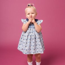 画像5: ブルーフローラルプリント・ハンドスモック・ドレス_3〜4歳(身長 98-103cm) (5)