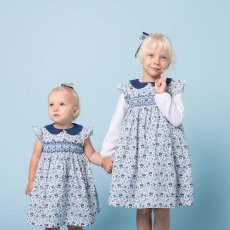 画像18: ブルーフローラルプリント・ハンドスモック・ドレス_6〜12ヶ月(身長 80-85cm) (18)