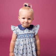 画像10: ブルーフローラルプリント・ハンドスモック・ドレス_3〜4歳(身長 98-103cm) (10)