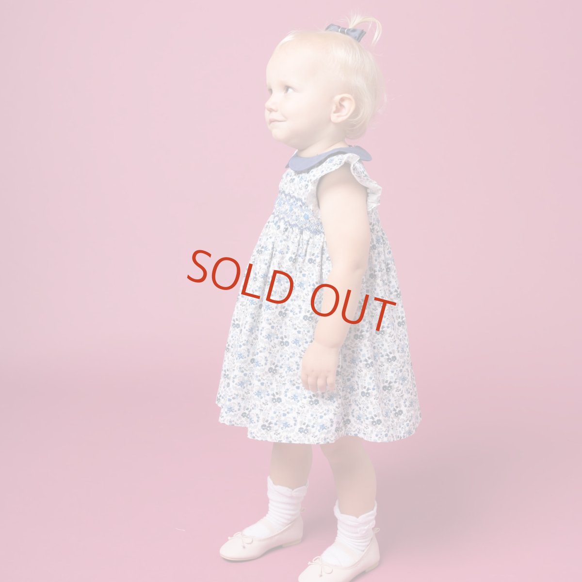 画像8: ブルーフローラルプリント・ハンドスモック・ドレス_1_2歳(身長 85-92cm) (8)