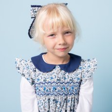 画像4: ブルーフローラルプリント・ハンドスモック・ドレス_4〜5歳(身長 103-108cm) (4)