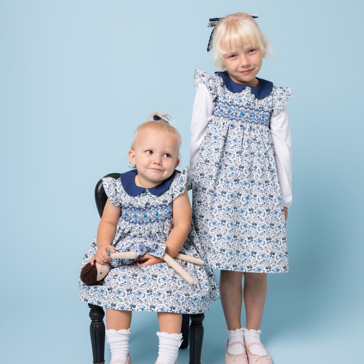 画像20: ブルーフローラルプリント・ハンドスモック・ドレス_2〜3歳(身長 92-98cm) (20)