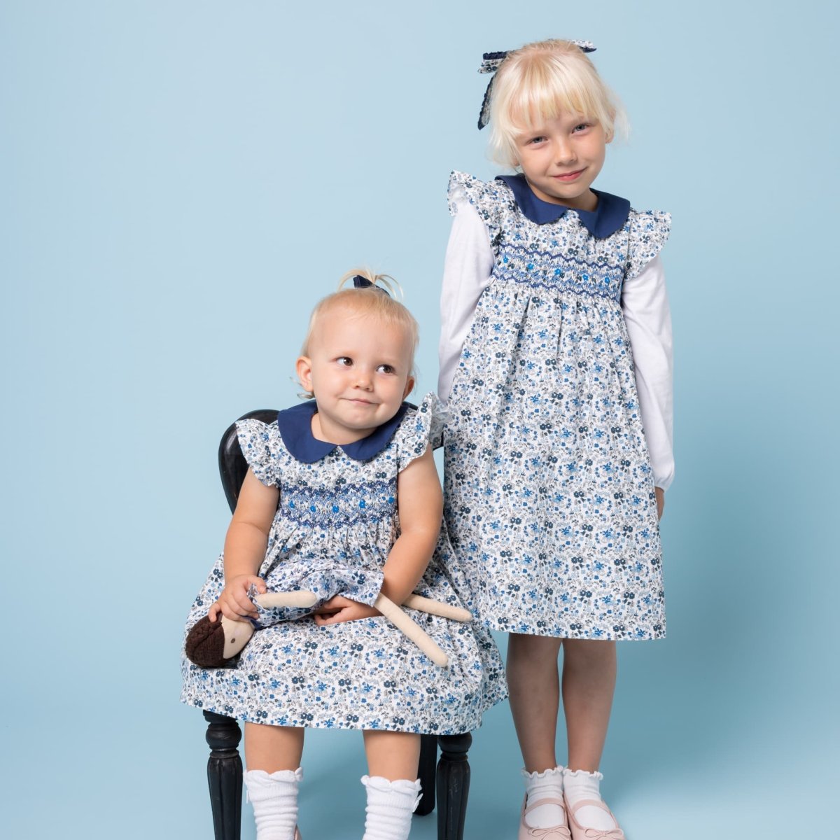 画像21: ブルーフローラルプリント・ハンドスモック・ドレス_4〜5歳(身長 103-108cm) (21)