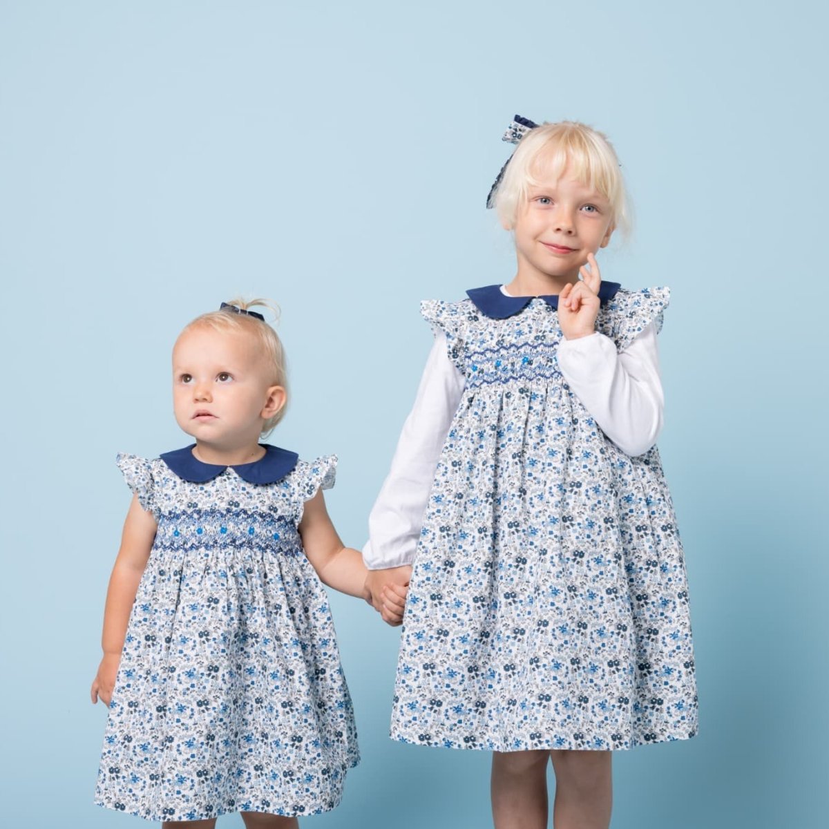 画像20: ブルーフローラルプリント・ハンドスモック・ドレス_3〜4歳(身長 98-103cm) (20)