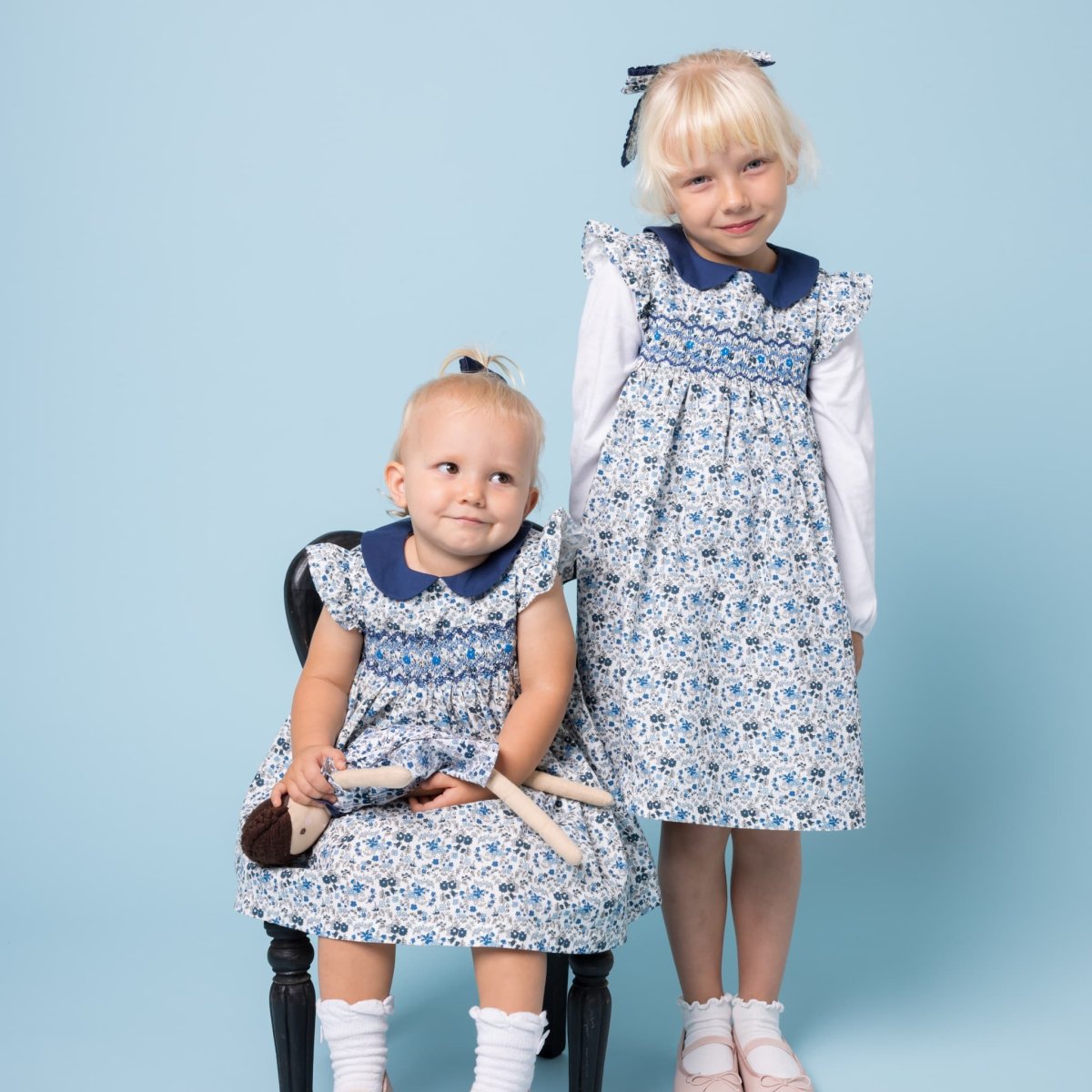 画像19: ブルーフローラルプリント・ハンドスモック・ドレス_3〜4歳(身長 98-103cm) (19)