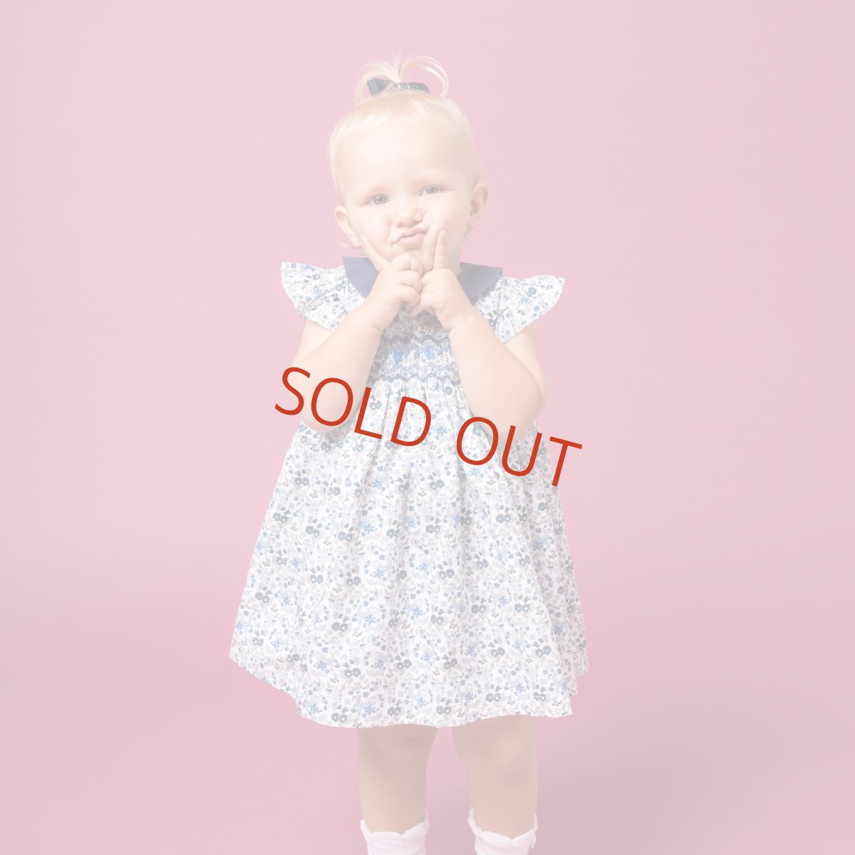 画像7: ブルーフローラルプリント・ハンドスモック・ドレス_1_2歳(身長 85-92cm) (7)