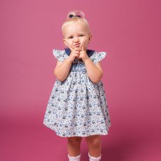 画像5: ブルーフローラルプリント・ハンドスモック・ドレス_1〜2歳(身長 85-92cm) (5)