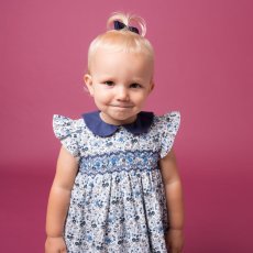 画像9: ブルーフローラルプリント・ハンドスモック・ドレス_5〜6歳(身長 108-114cm) (9)