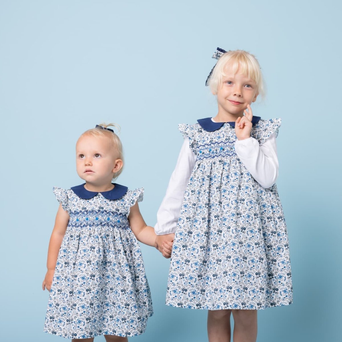 画像21: ブルーフローラルプリント・ハンドスモック・ドレス_1〜2歳(身長 85-92cm) (21)