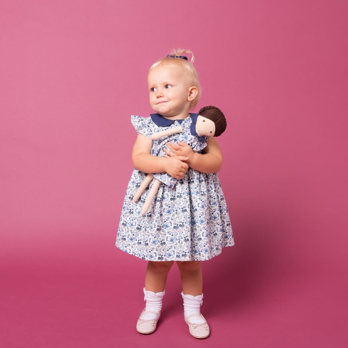 画像9: ブルーフローラルプリント・ハンドスモック・ドレス_3〜4歳(身長 98-103cm) (9)