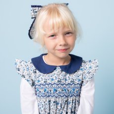 画像4: ブルーフローラルプリント・ハンドスモック・ドレス_6〜12ヶ月(身長 80-85cm) (4)