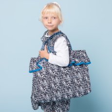 画像1: ネイビーフローラル・フリルキルティング・バッグ (1)