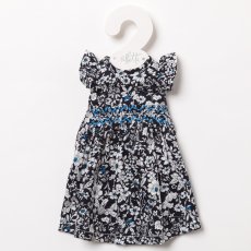 画像2: 【ドール用】ダークブルーフラワー・ハンドスモック・ドールドレス (2)