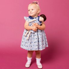 画像1: ブルーフローラルプリント・ハンドスモック・ドレス_1_2歳(身長 85-92cm) (1)